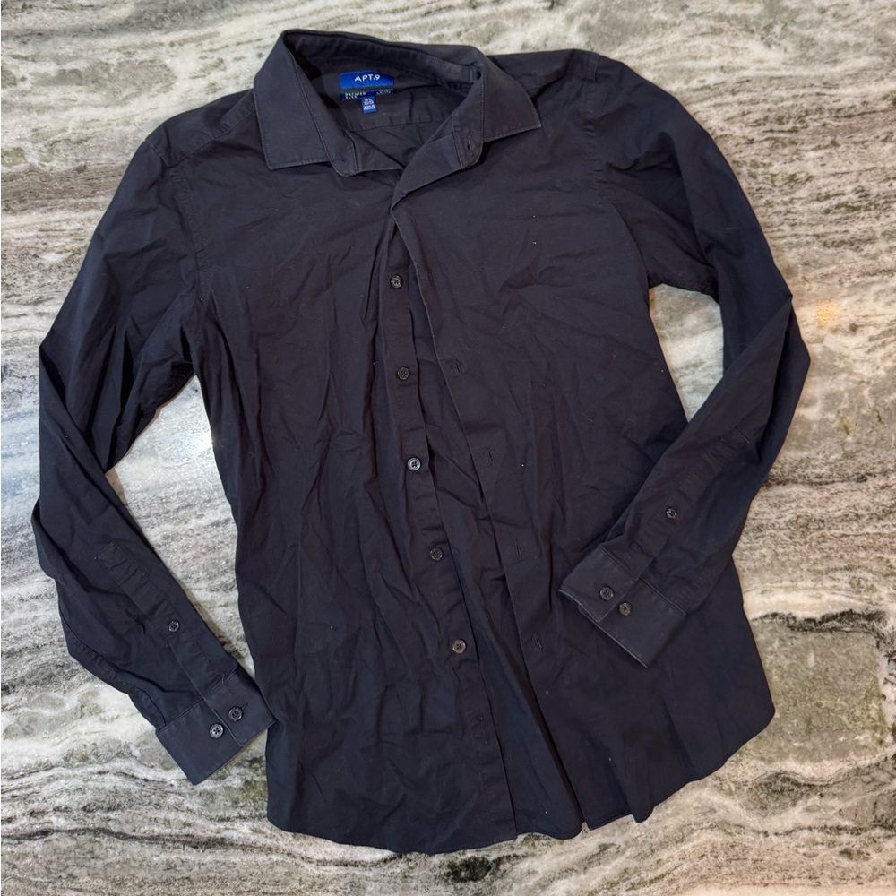 Plain black apt. 9 button up dress shirt men’s